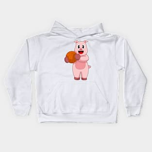 Pig Basketball player Basketball Kids Hoodie